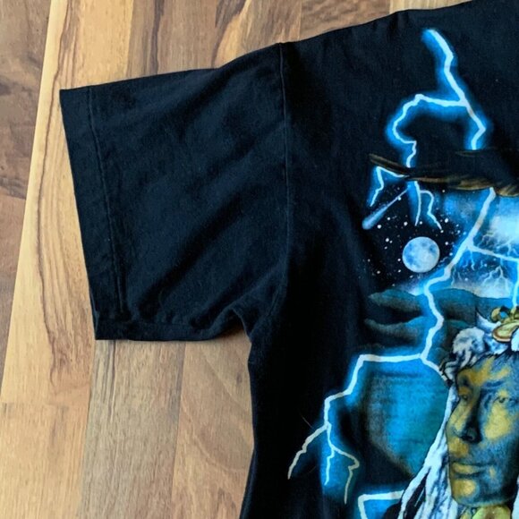 Vtg 1990s American Indian Thunder Print Lightning Thrashing Shirt T-Shirt Top - Picture 8 of 13